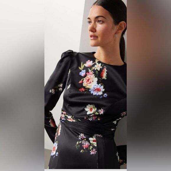 leena for Mac Duggal Faux Wrap Floral Gown Dress Size 2 - Picture 5 of 11